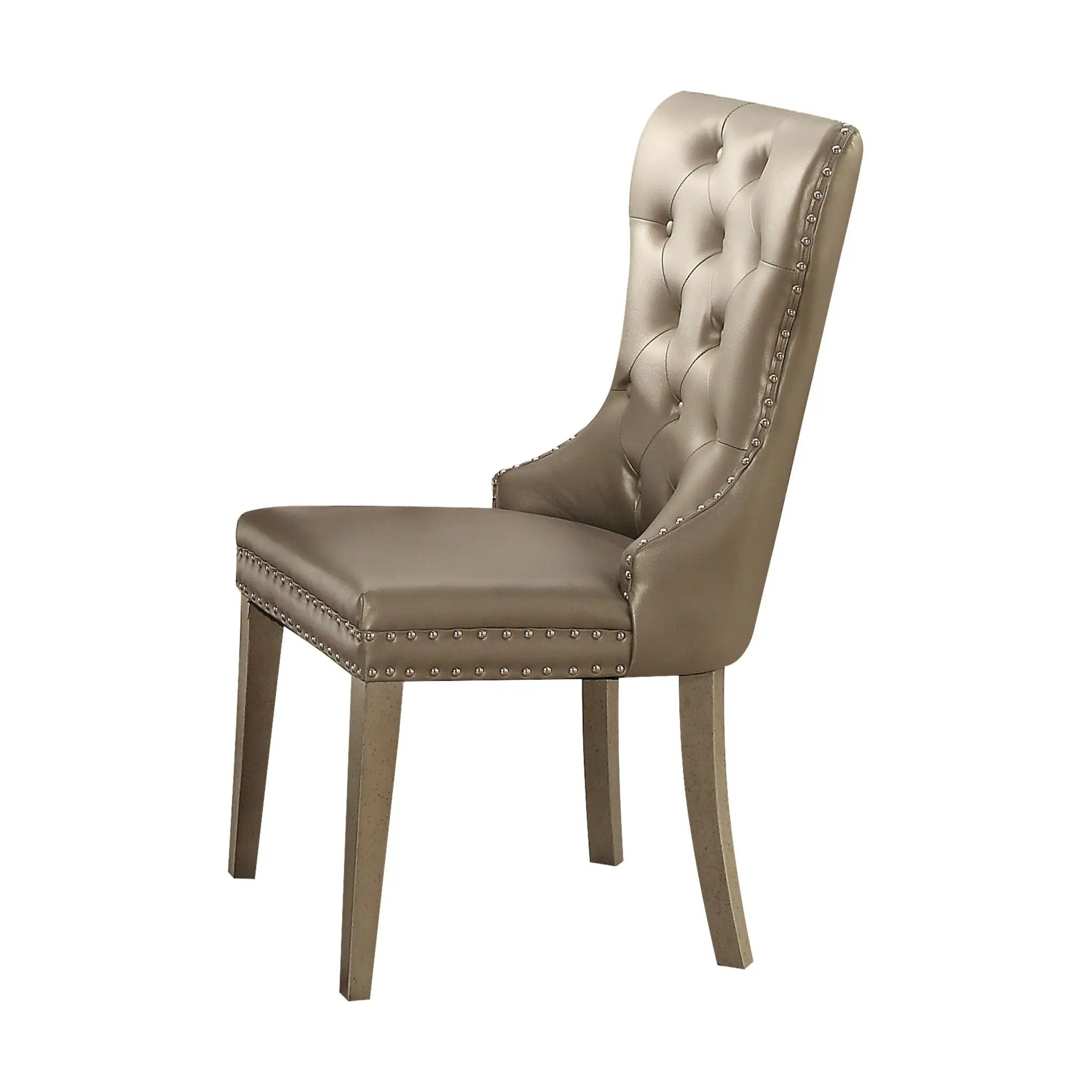 Kacela Synthetic Leather Side Chair Set of 2 - Champagne by HouseOfZazla