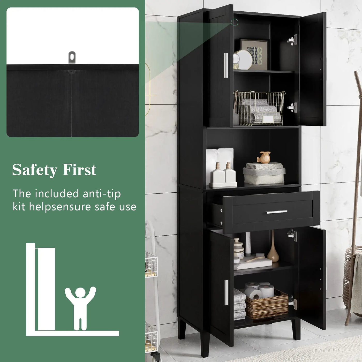 Freestanding Tall Bathroom Cabinet With Soft Close Doors And Adjustable Shelves by HouseOfZazla