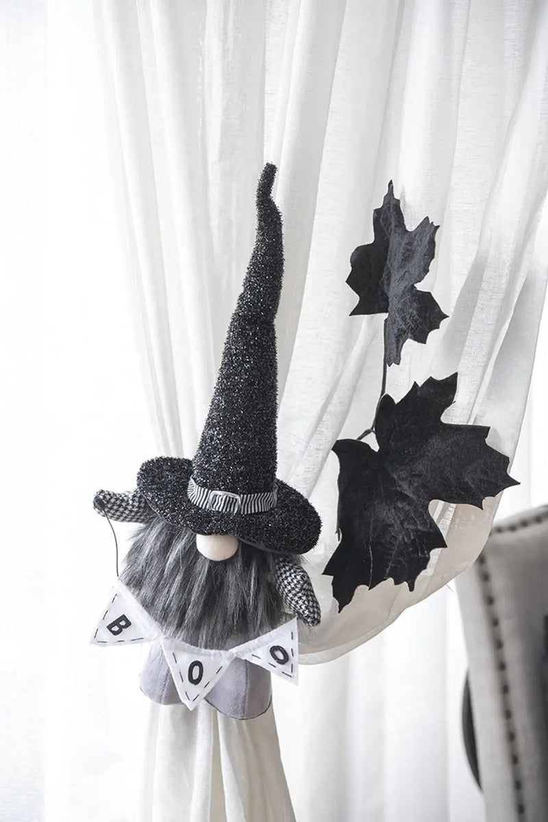 Set of 2 Black Fabric Gnomes with 'Boo' Banner by HouseOfZazla