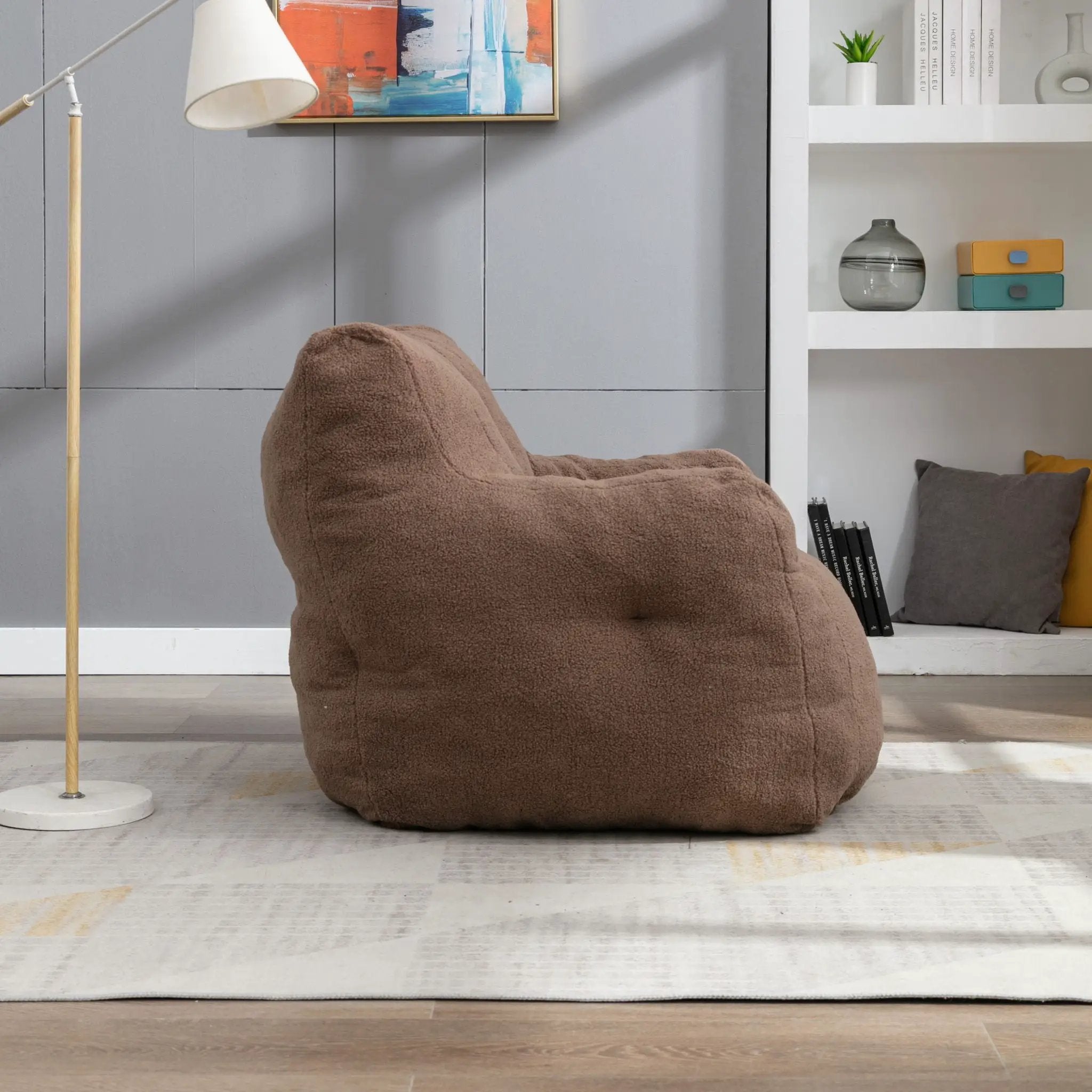 Soft Teddy Fabric Tufted Foam Bean Bag Chair With Teddy Fabric by Unique Piece Furniture