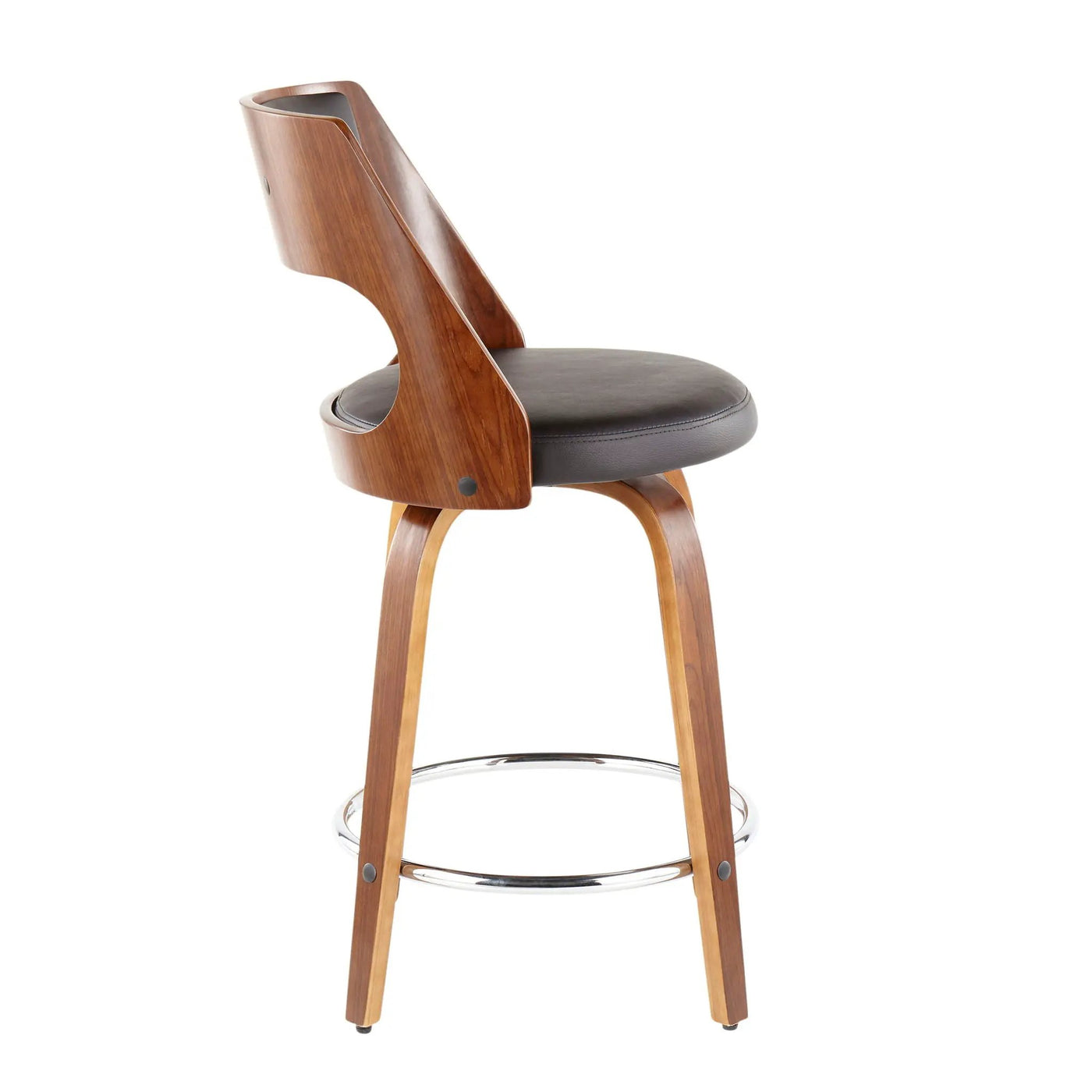 Cecina - Mid-Century Modern Fixed Height Counter Stool With Swivel And Round Footrest (Set of 2) by HouseOfZazla