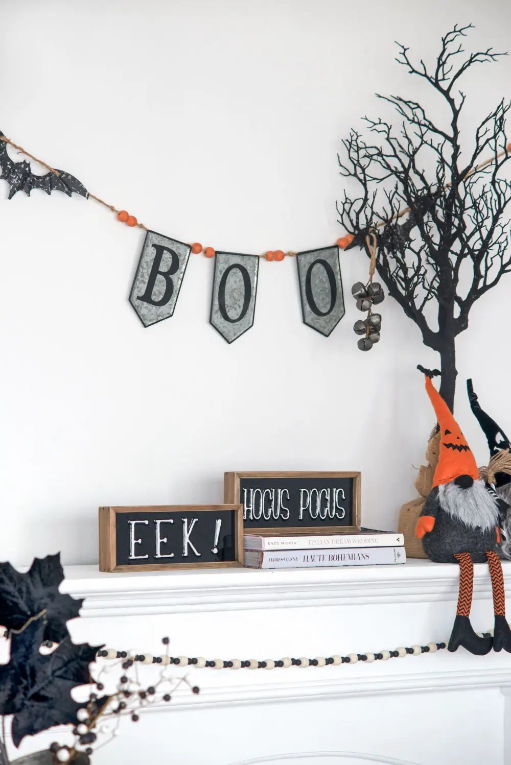 Iron Boo Banner With Bats, For Halloween Holiday Decor - Black / Gray / Orange by Unique Piece Furniture