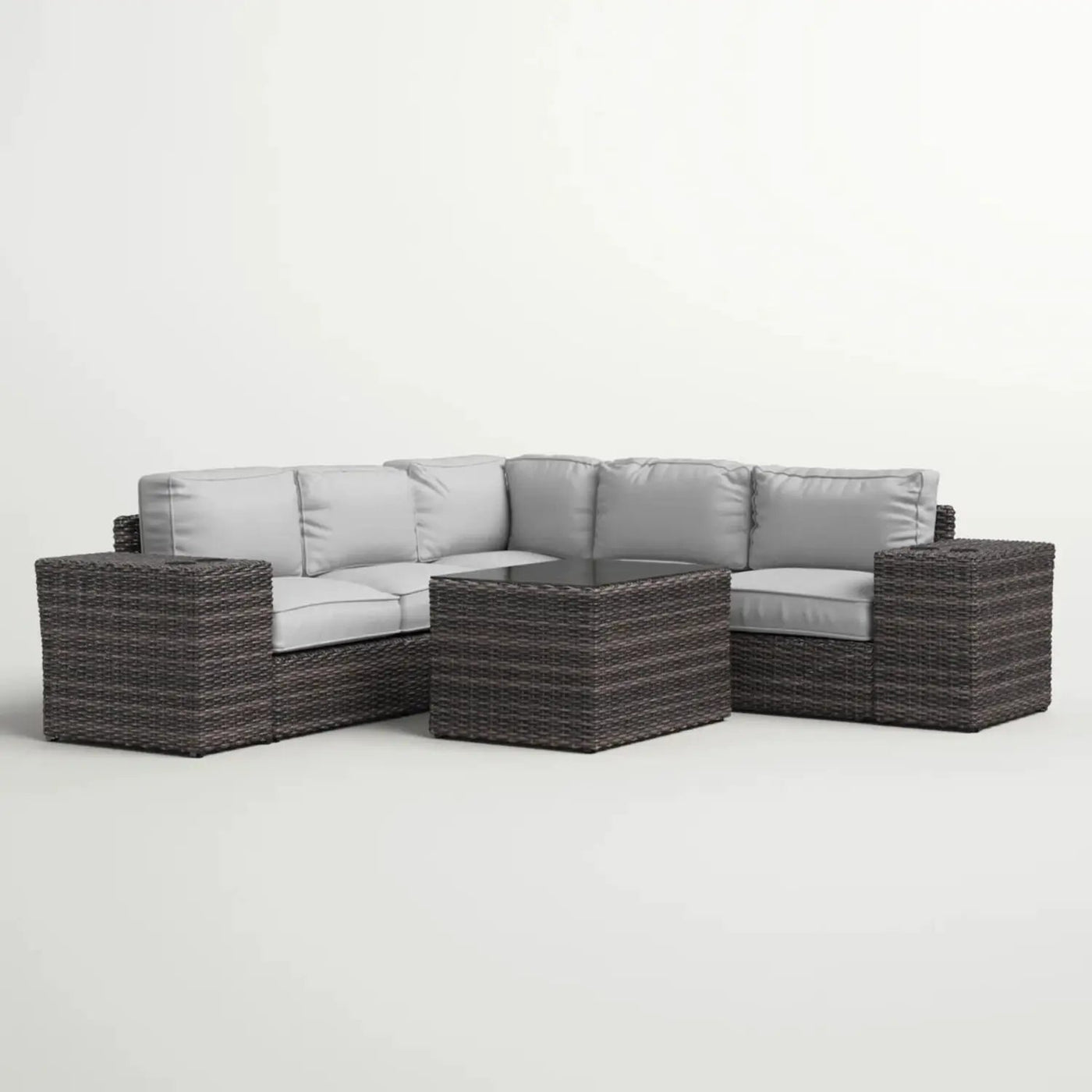 Modern Patio Rattan Sectional Set With Cushions by Unique Piece Furniture