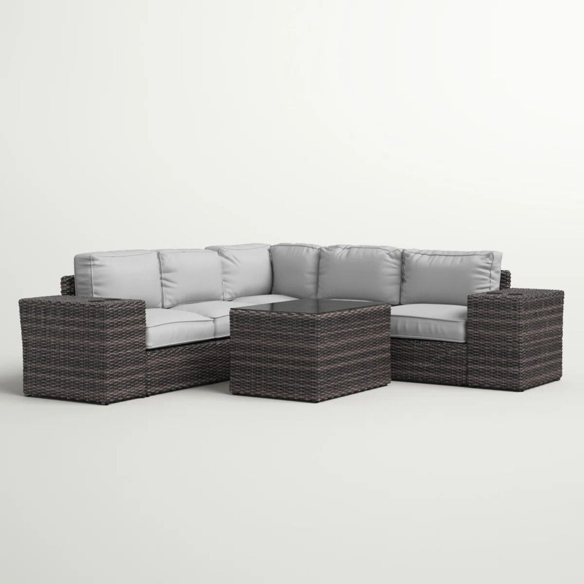Modern Patio Rattan Sectional Set with Cushions - Multiple Set Options, photo 6 of 40
