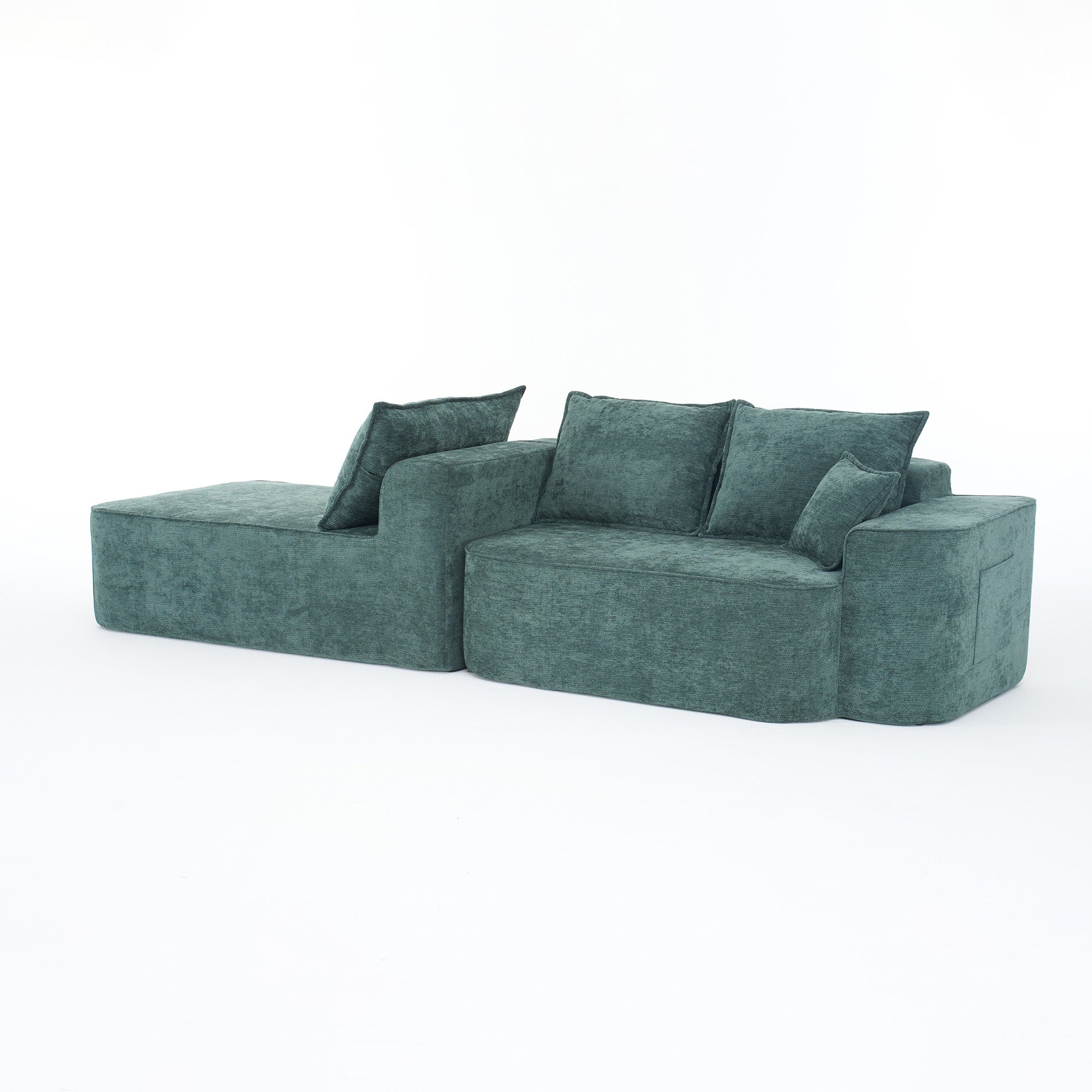 Modern Green Chenille L Shaped Sectional Sofa with Chaise by BLAKHOM