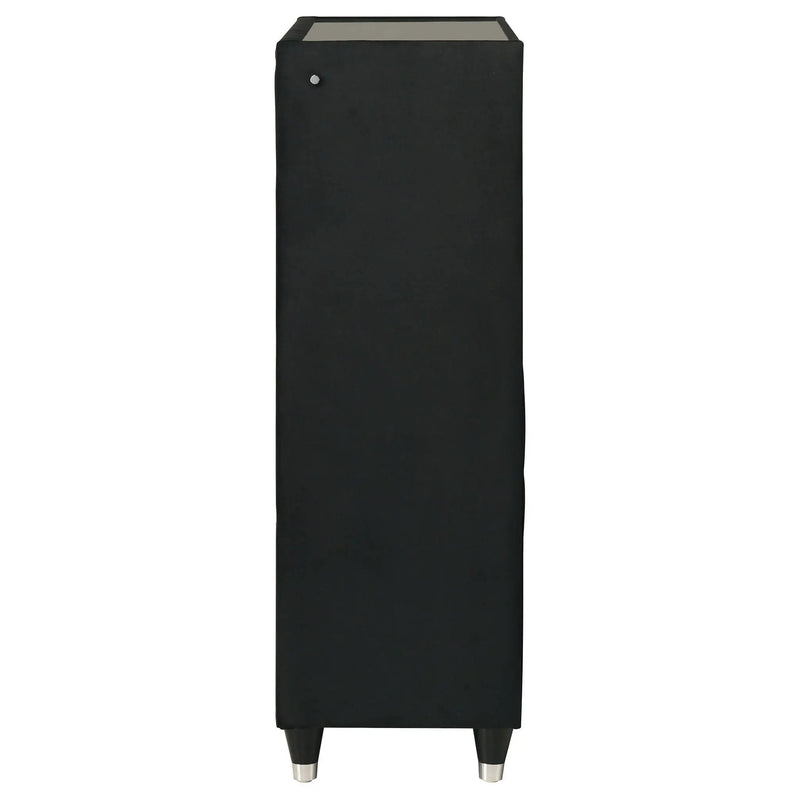 Ravenne 5-drawer Velvet Upholstered LED Chest of Drawers Black by Unique Piece Furniture