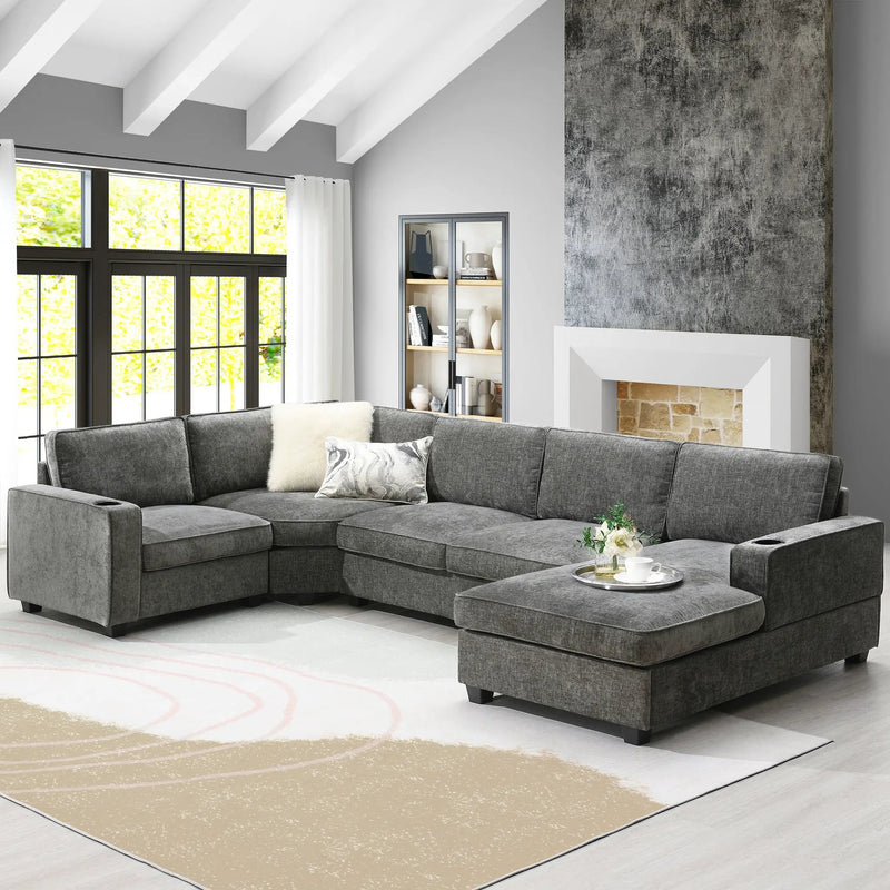 117.5" U-Shaped Sectional Sofa by HouseOfZazla
