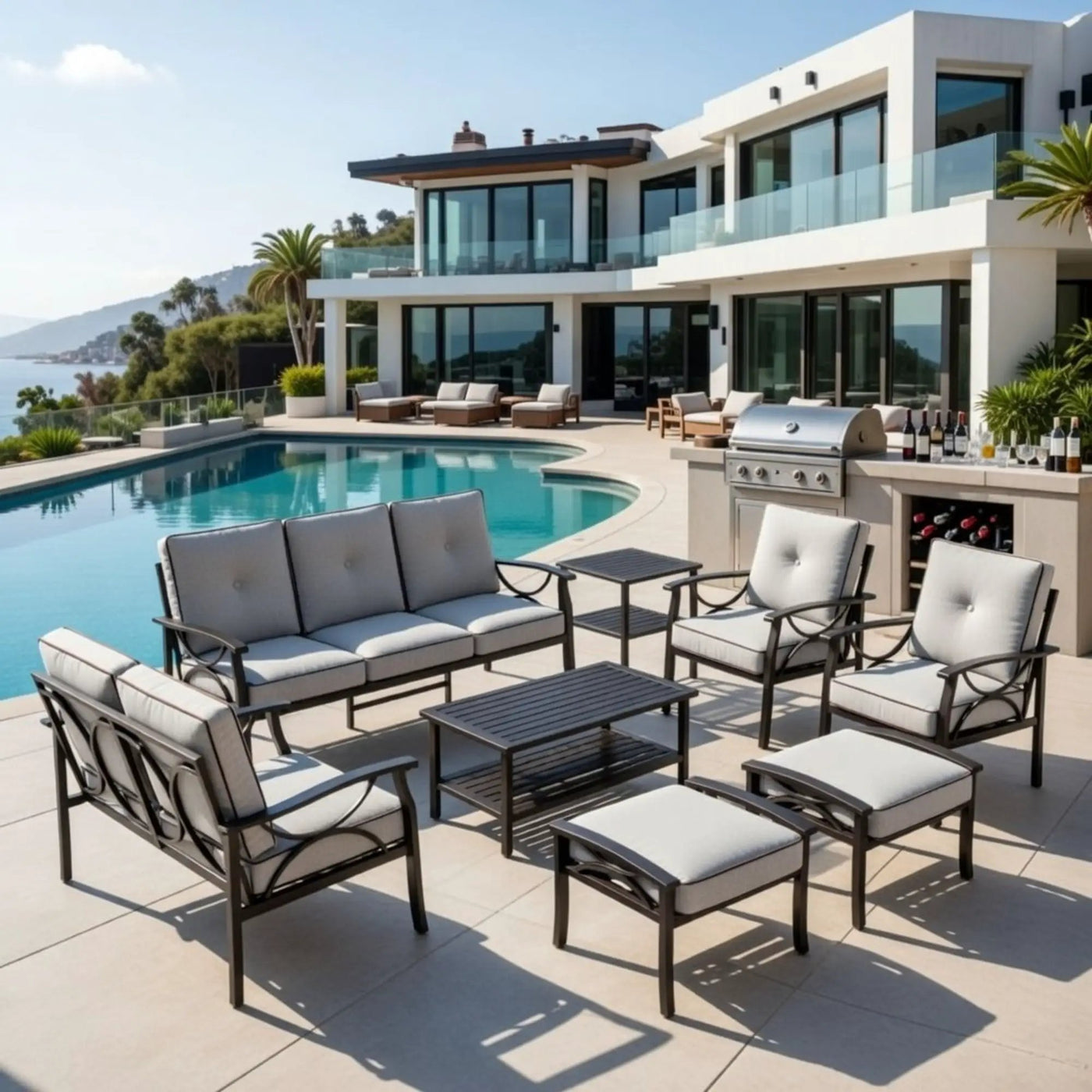 Patio Furniture Set with Coffee Table and Cushions for Backyard by HouseOfZazla