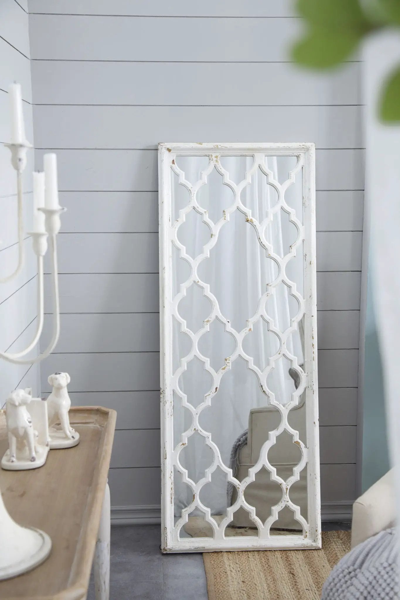 Distressed Floor Mirror, Full Body Mirror For Bathroom Bedroom Living Room - White by HouseOfZazla
