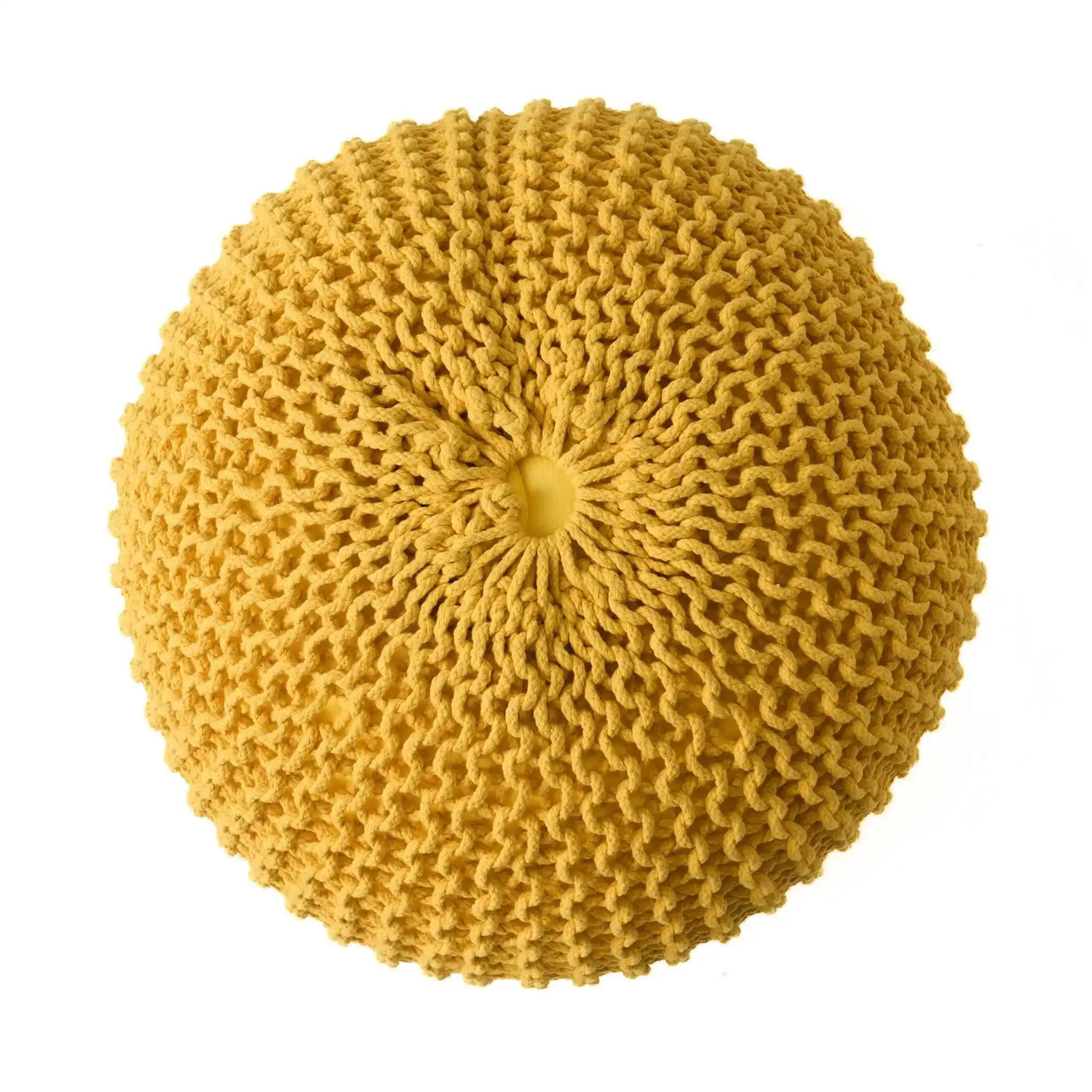 Bordeaux Knitted Cotton Round Pouf Ottoman Floor Cushion by HouseOfZazla