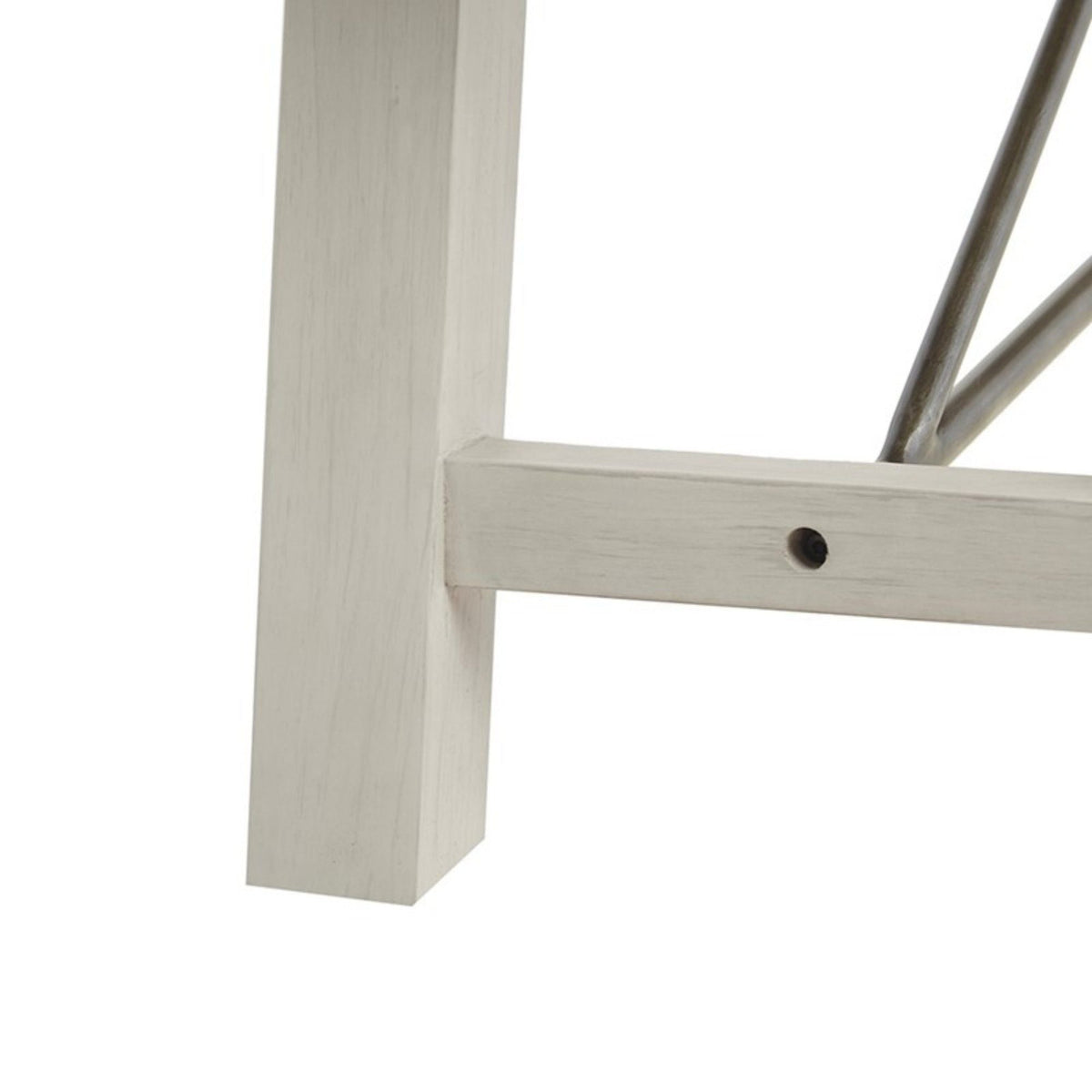 Solid Wood Dining Bench with Metal Stretchers - Light Brown or White, photo 8 of 13