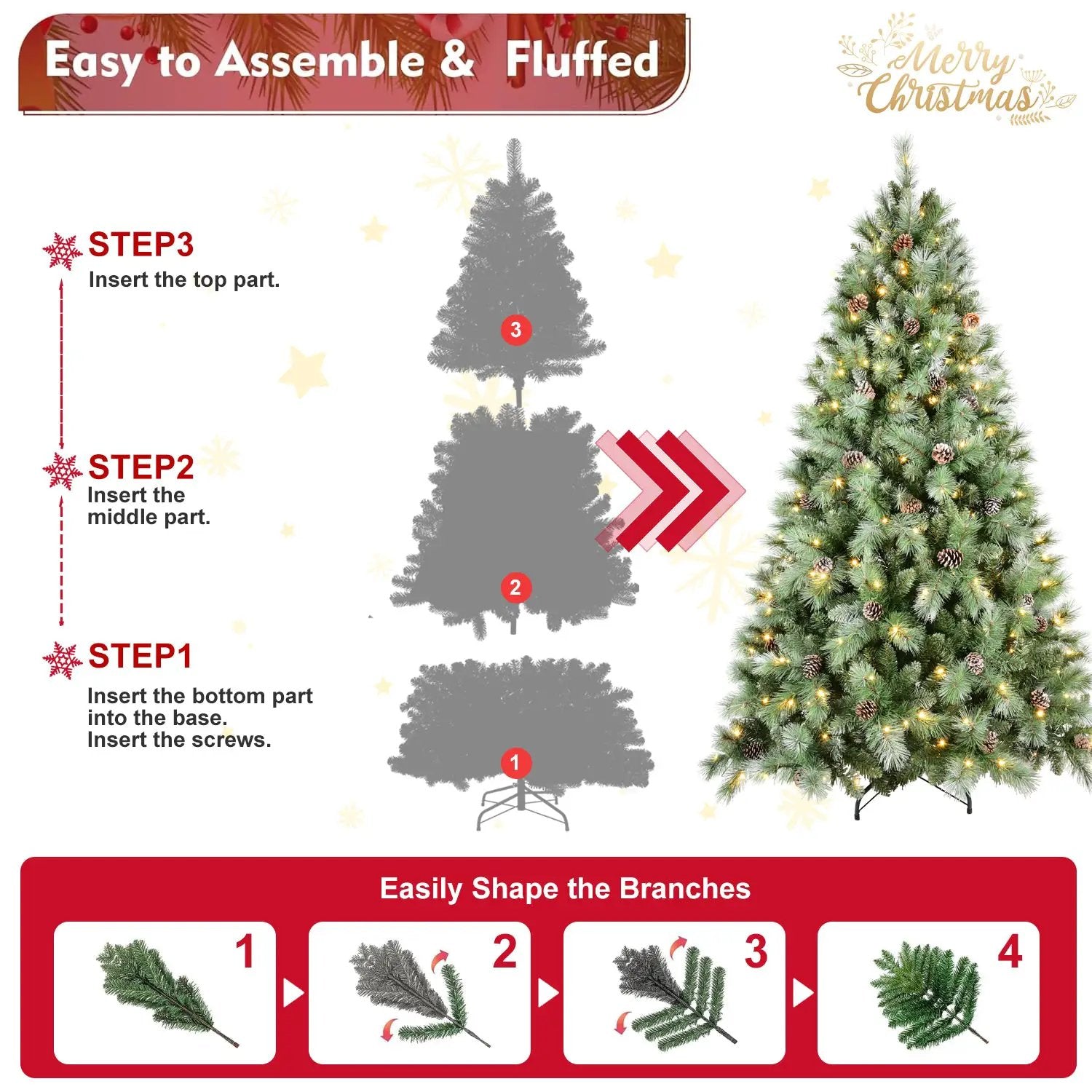 7.5FT Christmas Tree with 450 Warm Lights by HouseOfZazla