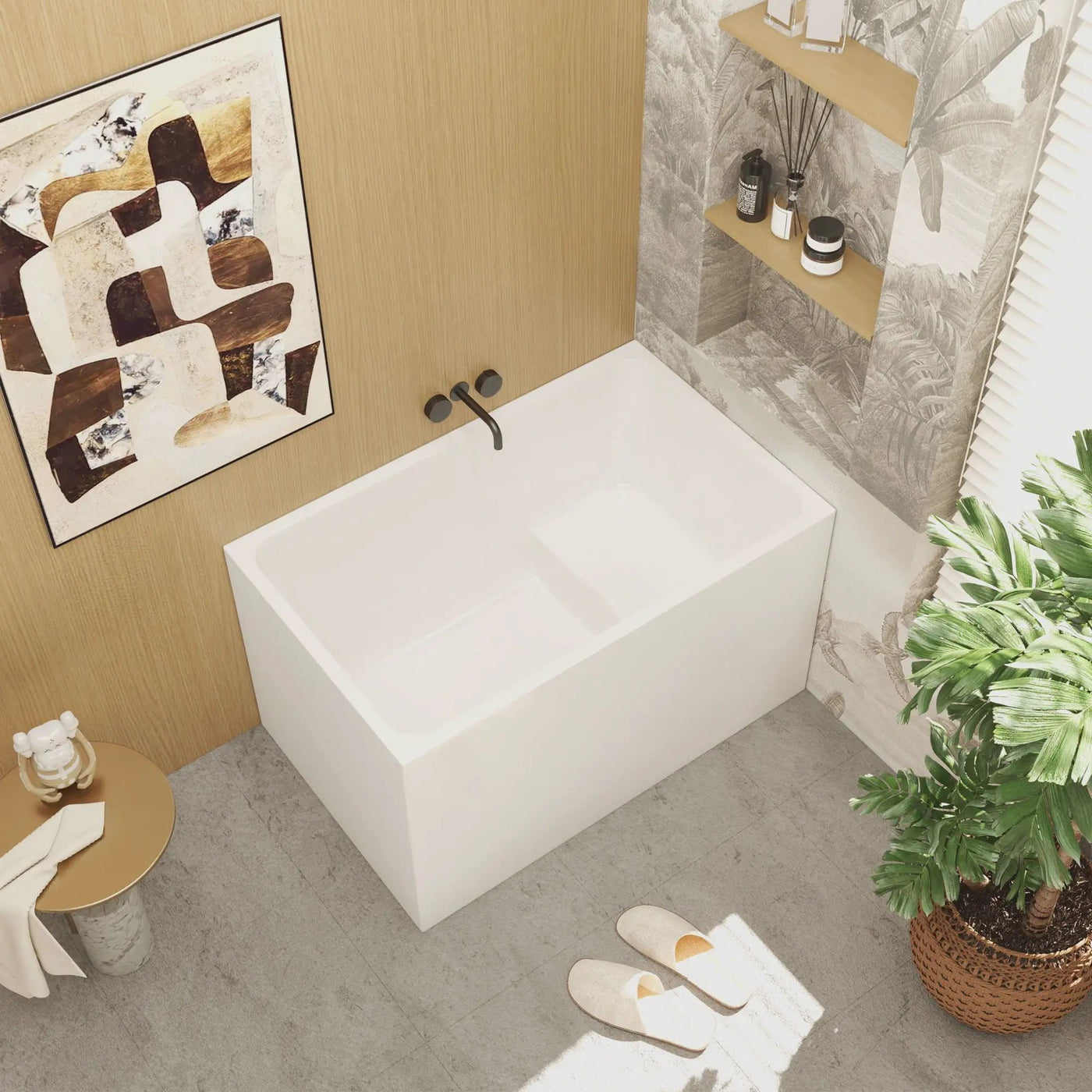 Gloss Freestanding Bathtub With Built In Seat by HouseOfZazla