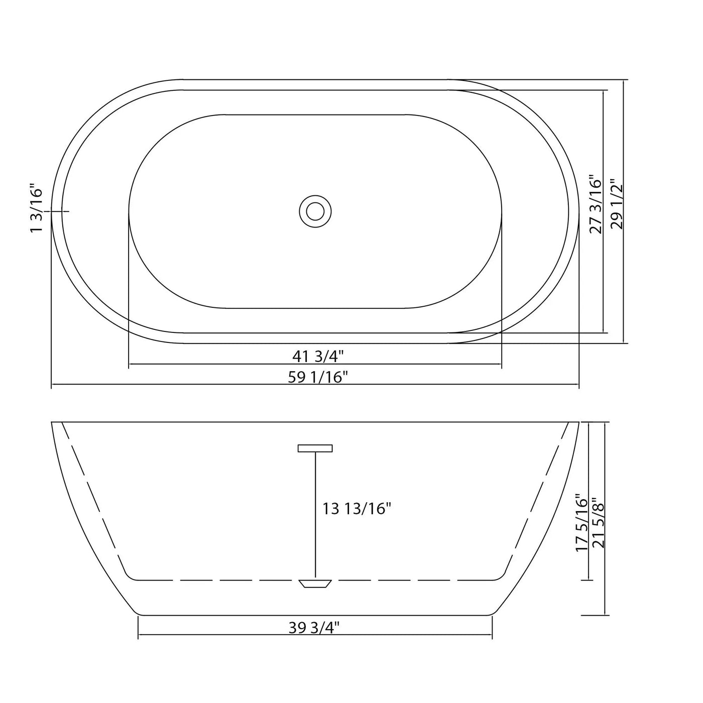 Elegant Oval Freestanding Bathtub, Overflow & Pop Up Drain by HouseOfZazla