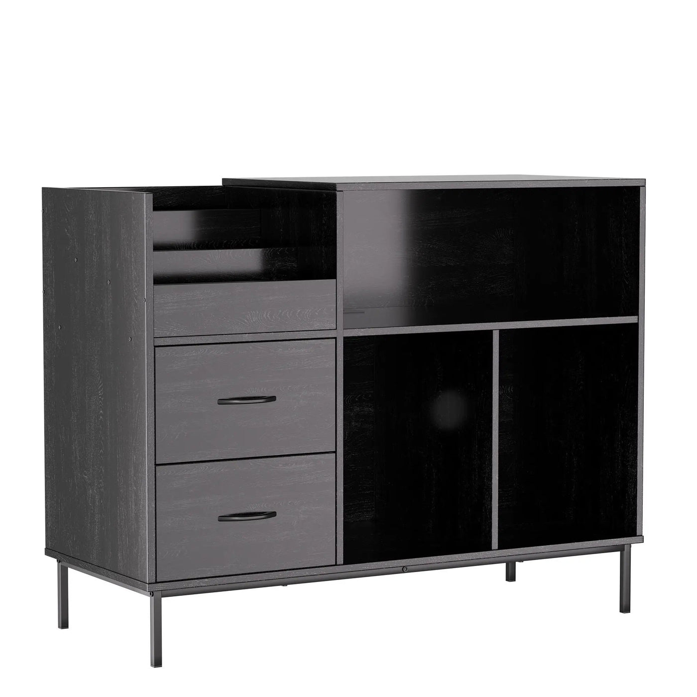 Eco-Friendly Vinyl Record Player Stand With Flip-Top Storage, Media Console With Dual Outlets And Dustproof Drawers by HouseOfZazla