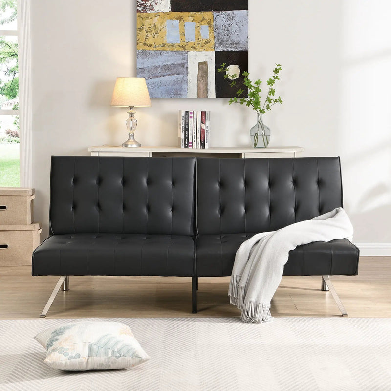 Contemporary Wood Frame Sofa Bed With Stainless Legs - Black by Unique Piece Furniture