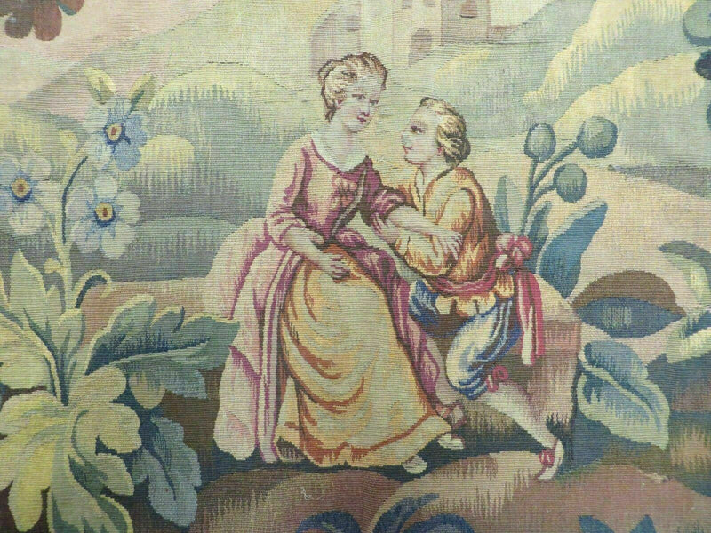 Antique French Tapestry 5x6 French Handmade Aubusson Nature One Of A Kind Rare by Jewel Rugs