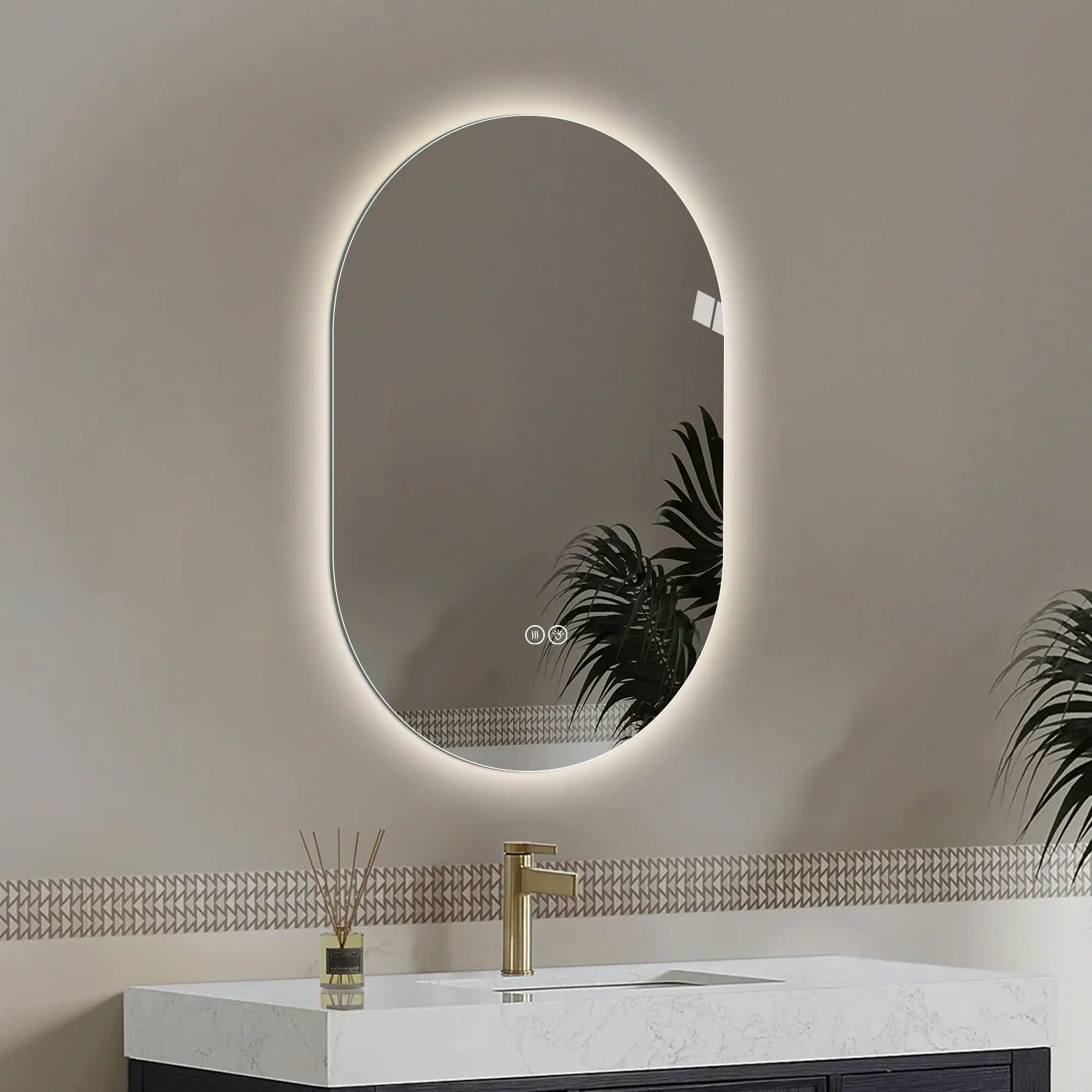 Smart Wall Mounted LED Touch Screen Mirror With Anti-Fog Function And Adjustable Lighting by Unique Piece Furniture