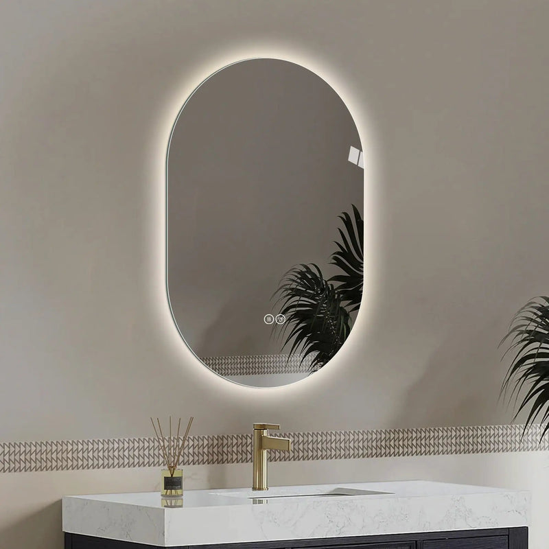 Smart Wall Mounted LED Touch Screen Mirror With Anti-Fog Function And Adjustable Lighting by Unique Piece Furniture