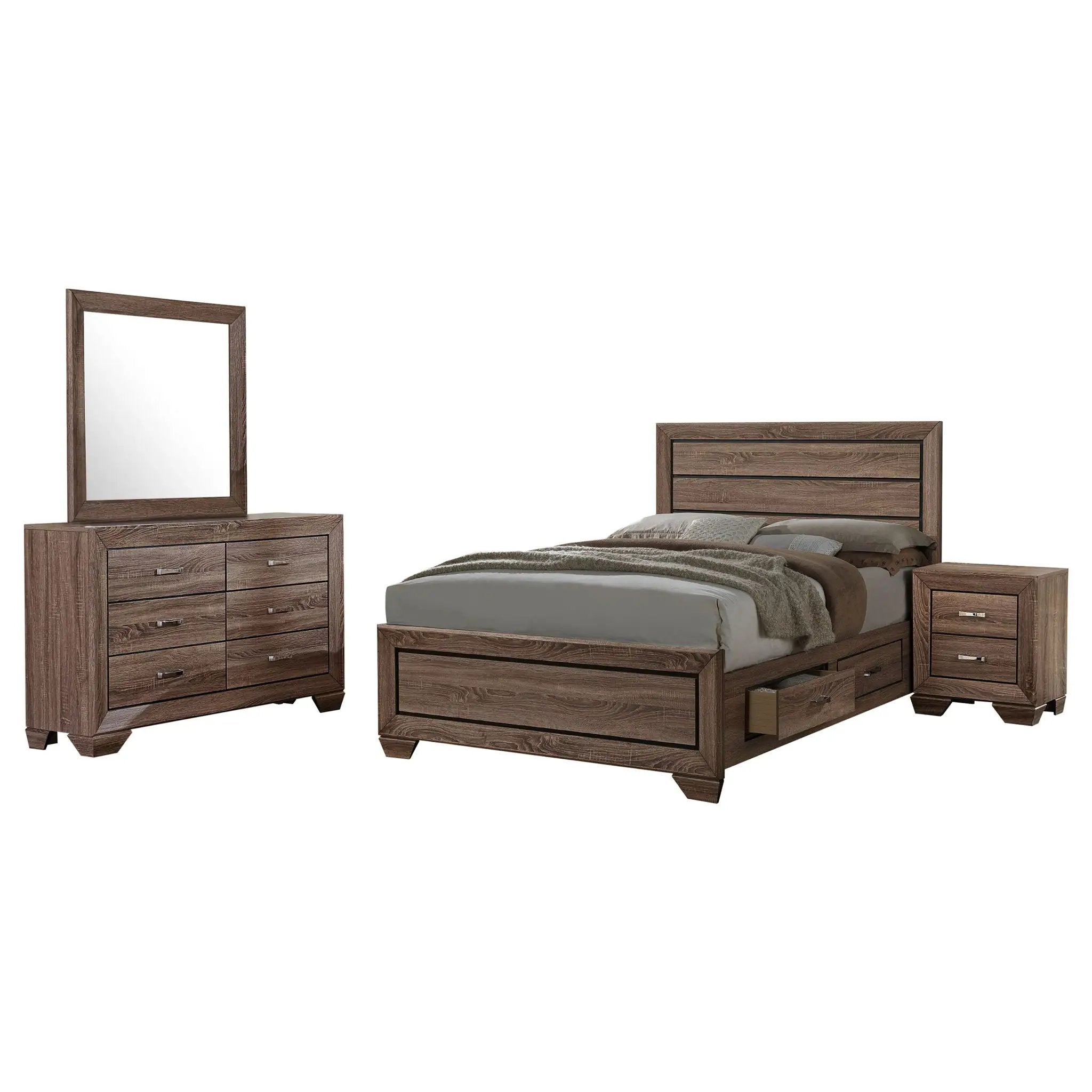 Kauffman 4-piece California King Bedroom Set Washed Taupe by Unique Piece Furniture
