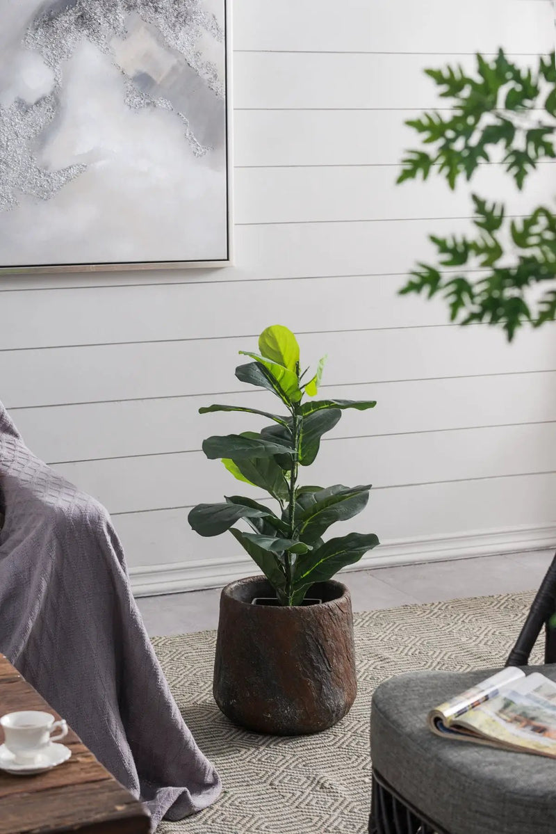 12.6x12.6x11.8" Cement Planter Small, Indoor Outdoor Garden Functional Decor by HouseOfZazla