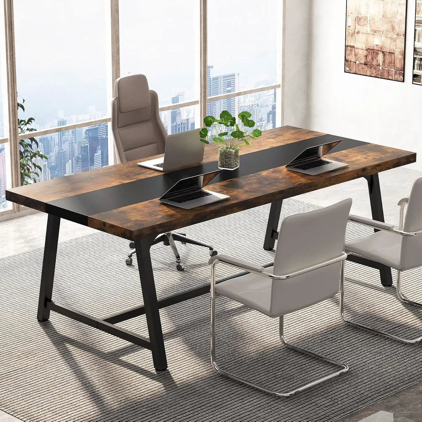 Modern Rectangular Conference Table For 6 - 8 People, Office Executive Desk by HouseOfZazla