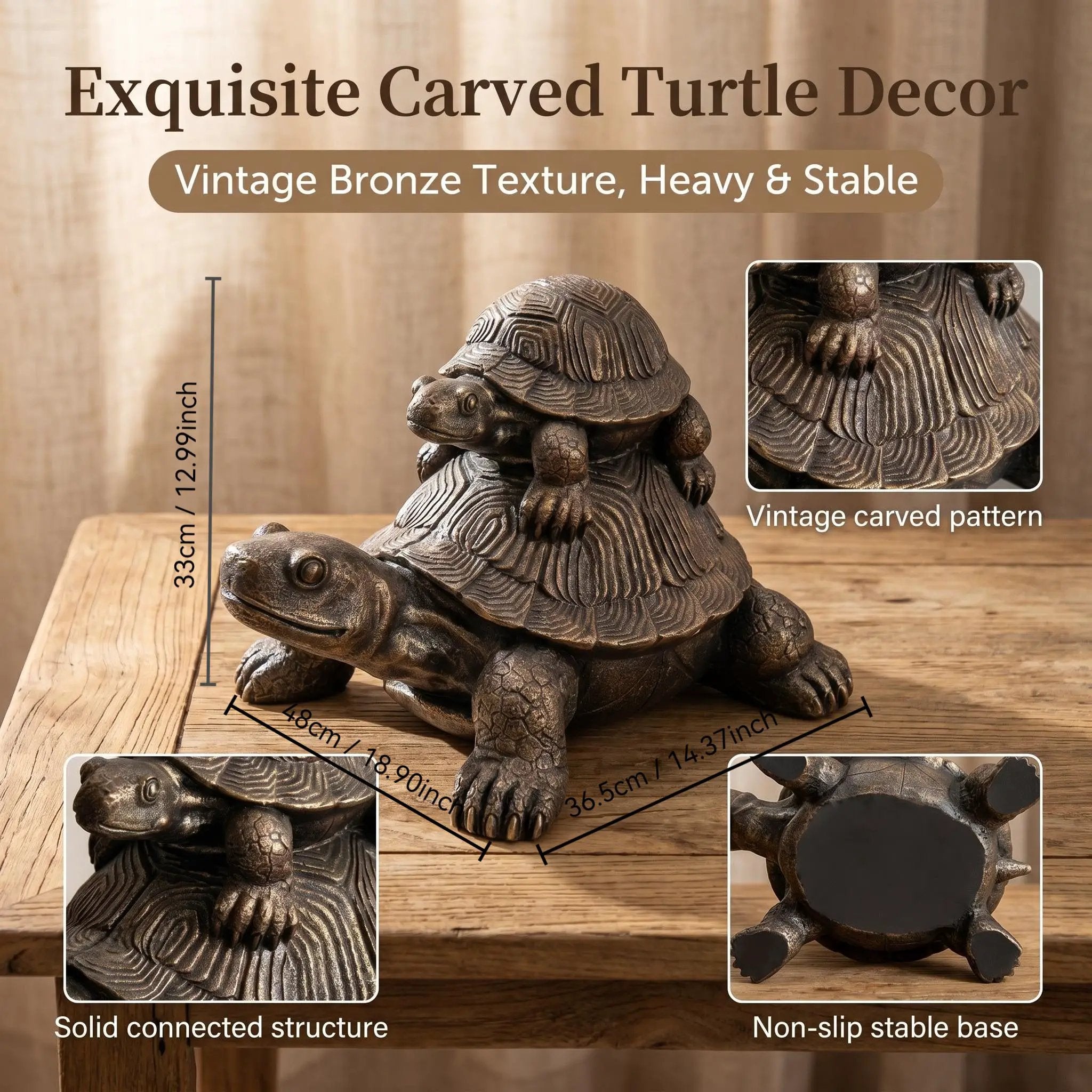 Vintage Bronze Stacked Turtle Statue by HouseOfZazla