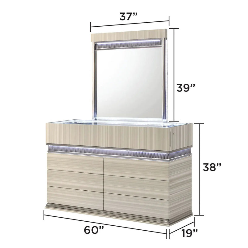 Leonor - Mirror With LED Light Frame - Gray by HouseOfZazla