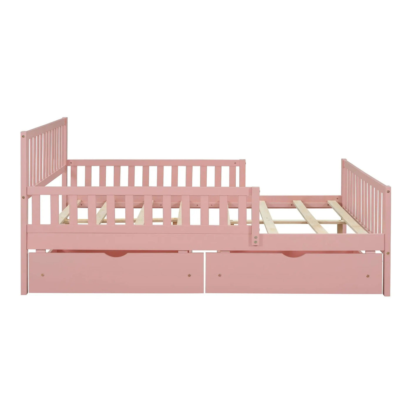 Platform Bed With Guardrails On Both Sides And 2 Storage Drawers by HouseOfZazla