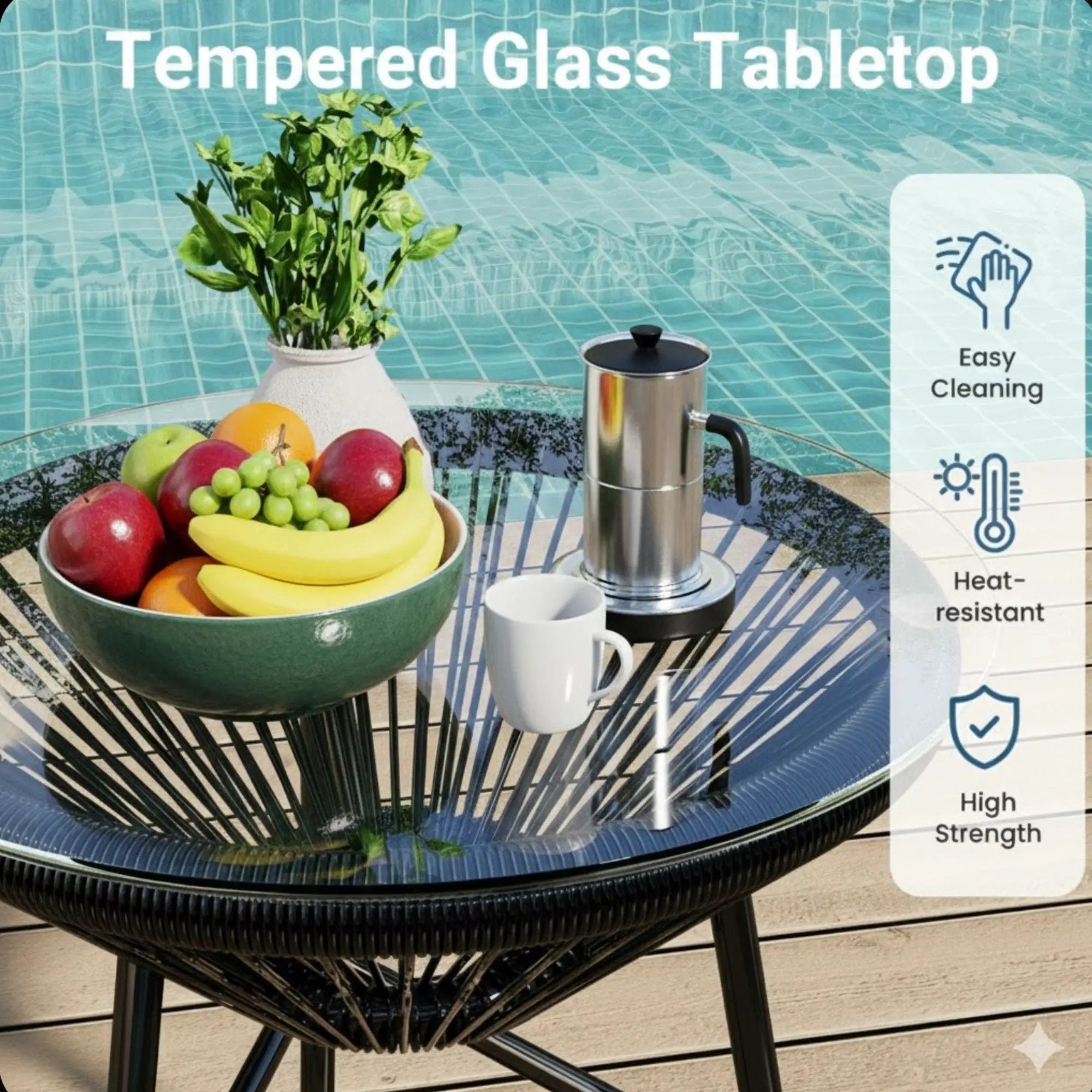 Acapulco Style 3 Piece Patio Bistro Set With Chairs