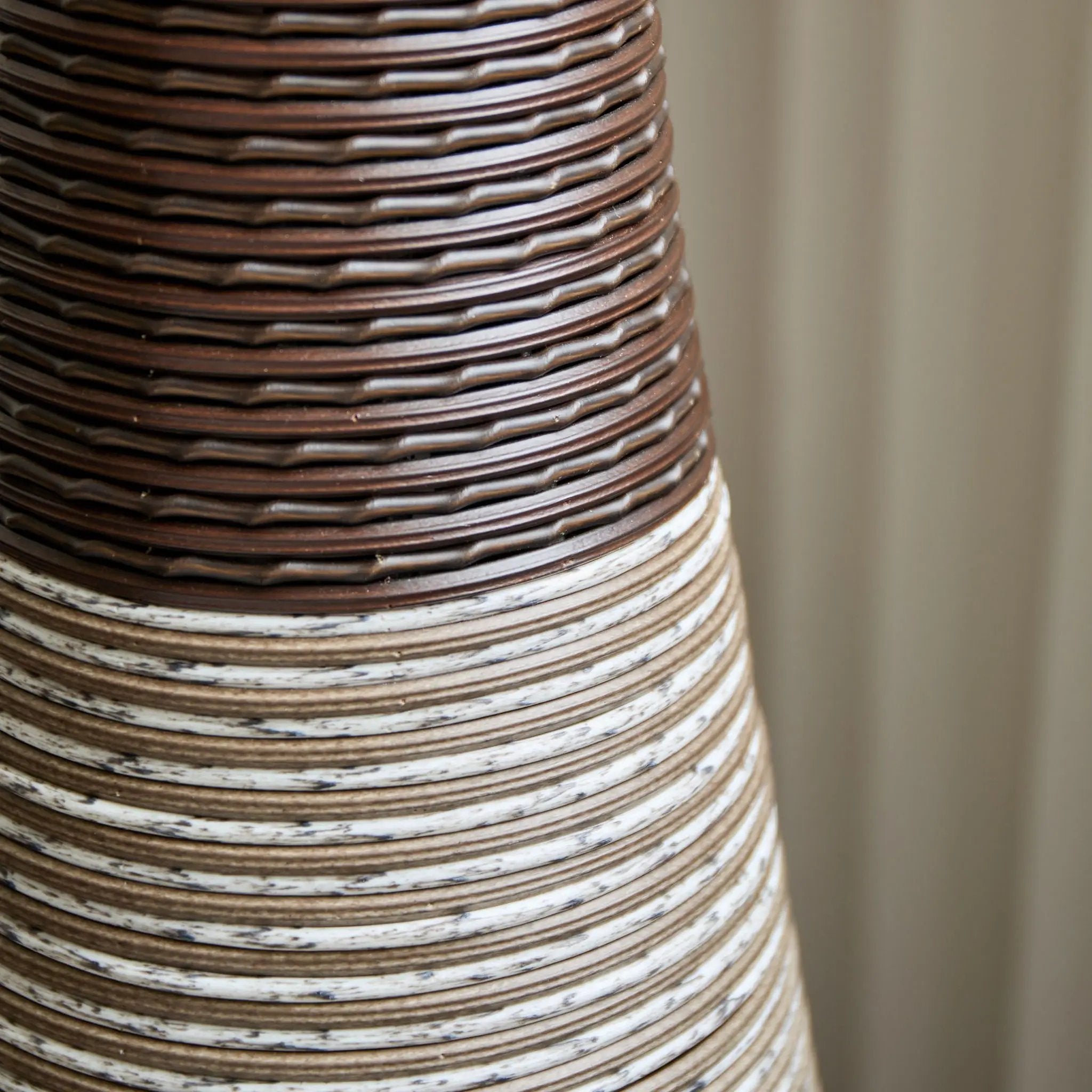 Tall Standing Designer Floor Vase Durable Artificial Rattan Elegant 2 Tone Finish Ideal Decor Accent For Living Room, Bedroom, Entryway Stylish Home Decor Statement Piece - Black / Gray by HouseOfZazla