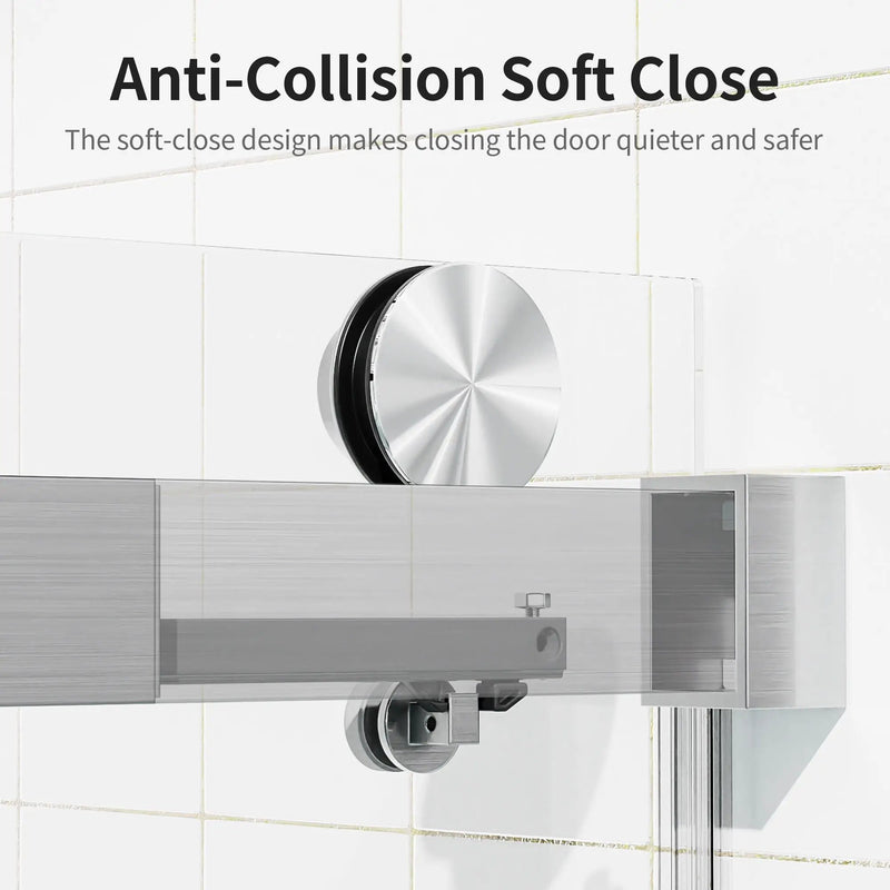 Frameless Sliding Shower Door With Soft- Close, 3 / 8" Tempered Glass by HouseOfZazla