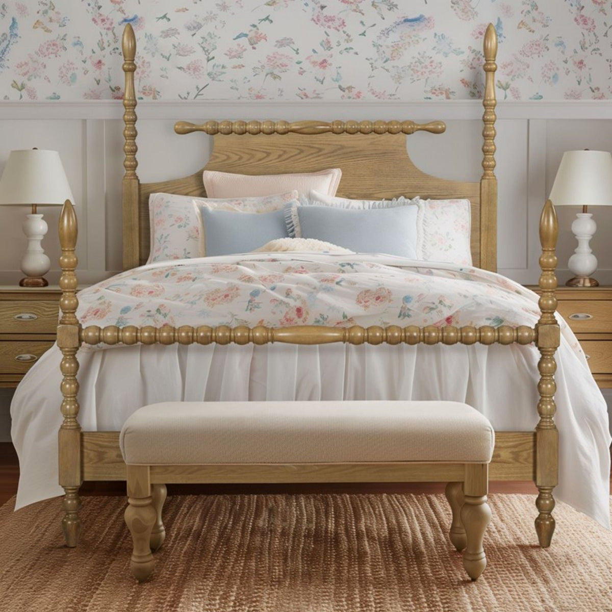 Queen Platform Bed with Turned Legs - Natural, photo 4 of 10