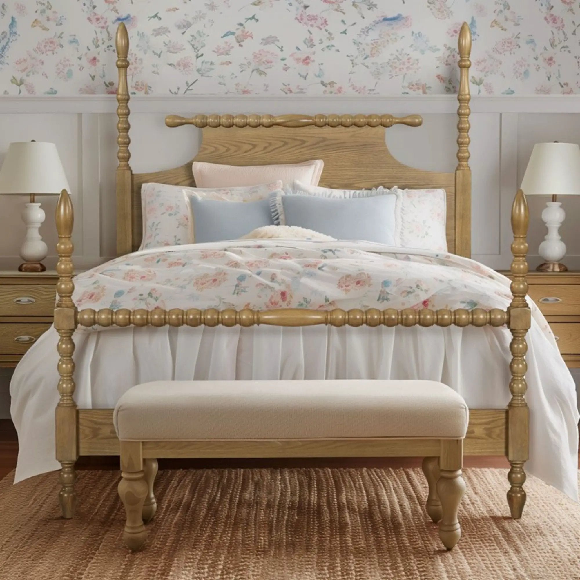 Queen Bed Turned Legs - Natural by HouseOfZazla