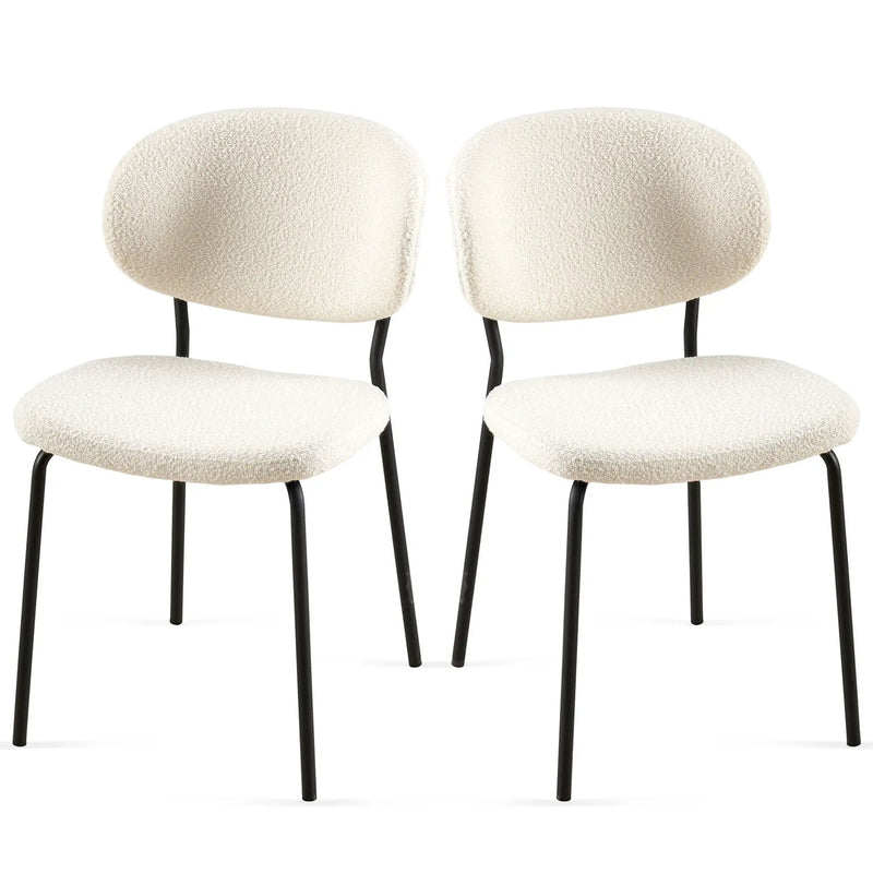 Boucle Dining Chairs, Dining Chairs With Metal Legs For Dining Room, Kitchen, Living Room by HouseOfZazla