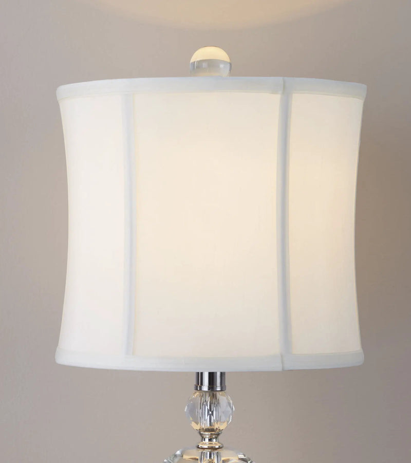 Karat - Contemporary Crystal Table Lamp (Set of 2) - Clear Crystal / Chrome / White Softback by HouseOfZazla