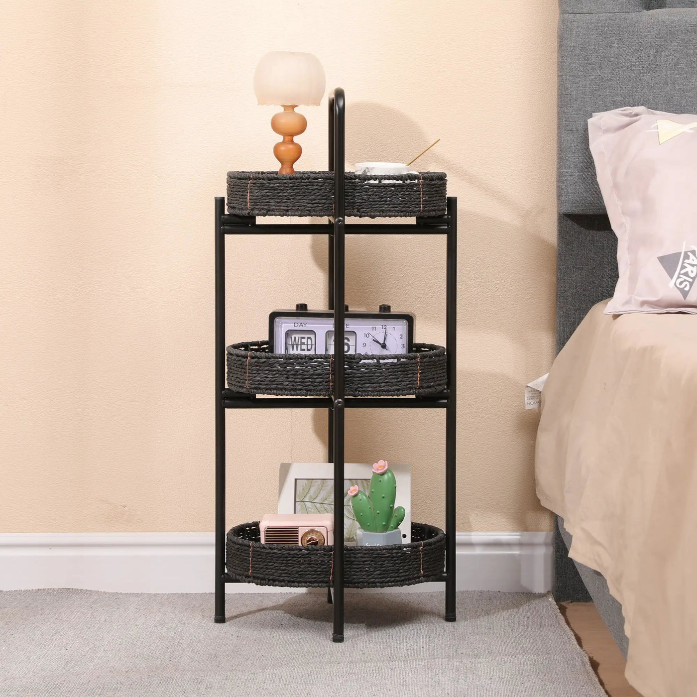 Modern 3 Tier Handwoven Side Table With Oval Organizer by HouseOfZazla