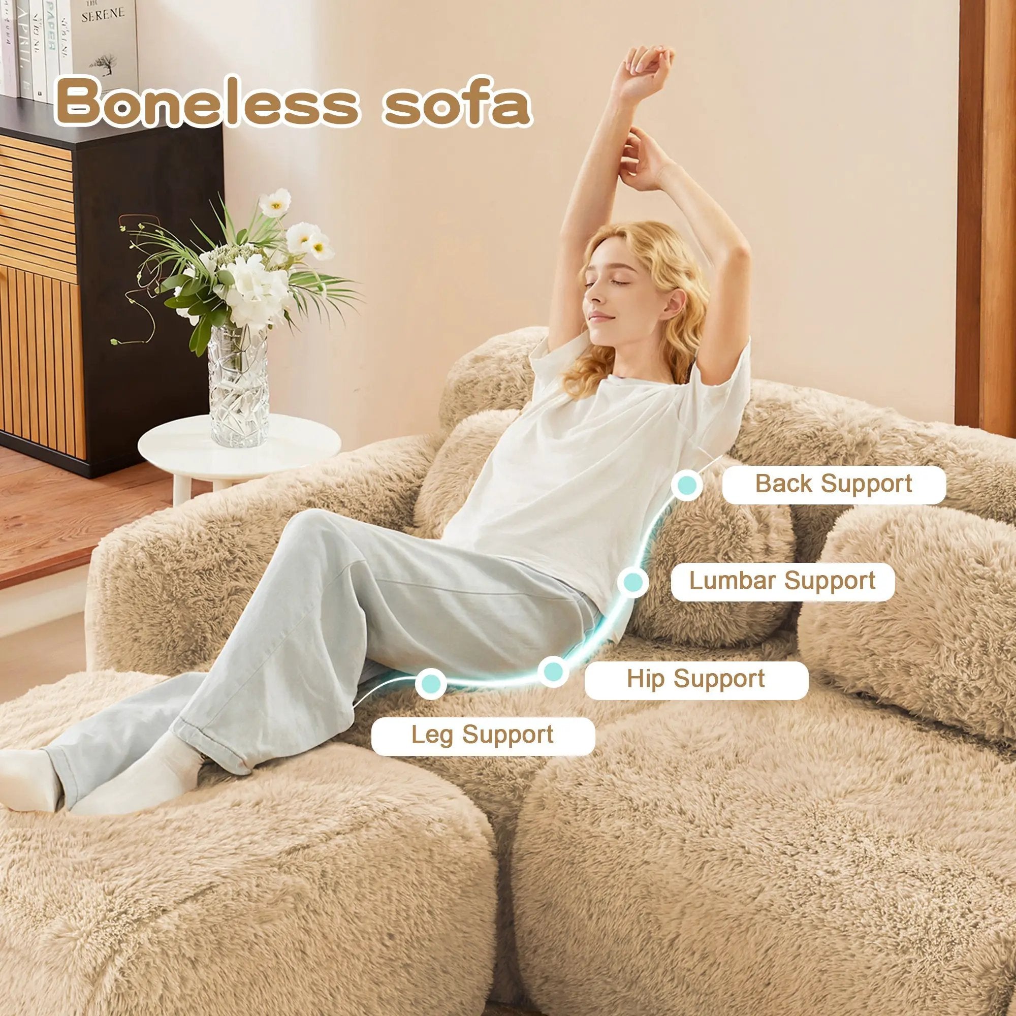 L-Shaped Soft And Fluffy Modular Sectional Sofa by HouseOfZazla