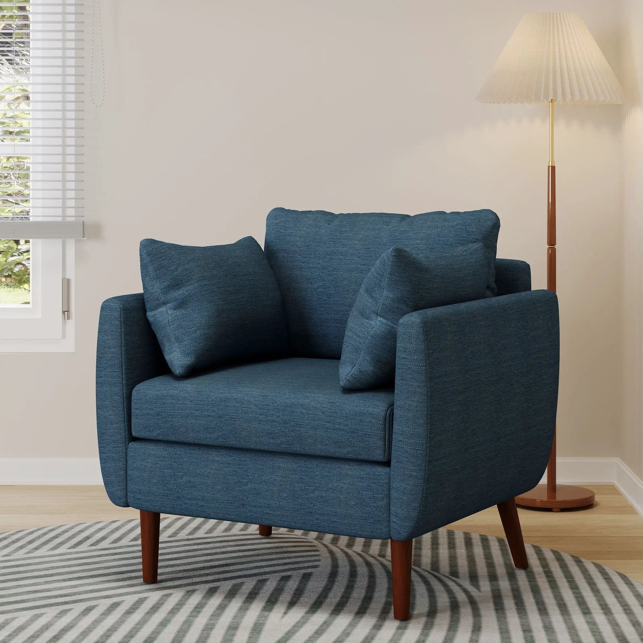Luminate Upholstered Fabric Club Chair with Tapered Legs and 2 Accent Pillows by HouseOfZazla