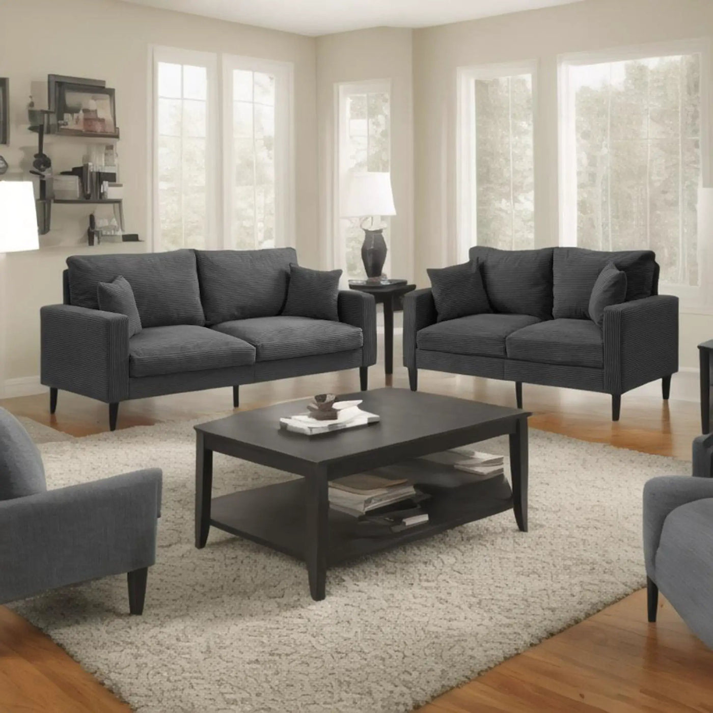 Modern Upholstered 2 Piece Sofa Set With 3 Seater And 2 Seater by HouseOfZazla