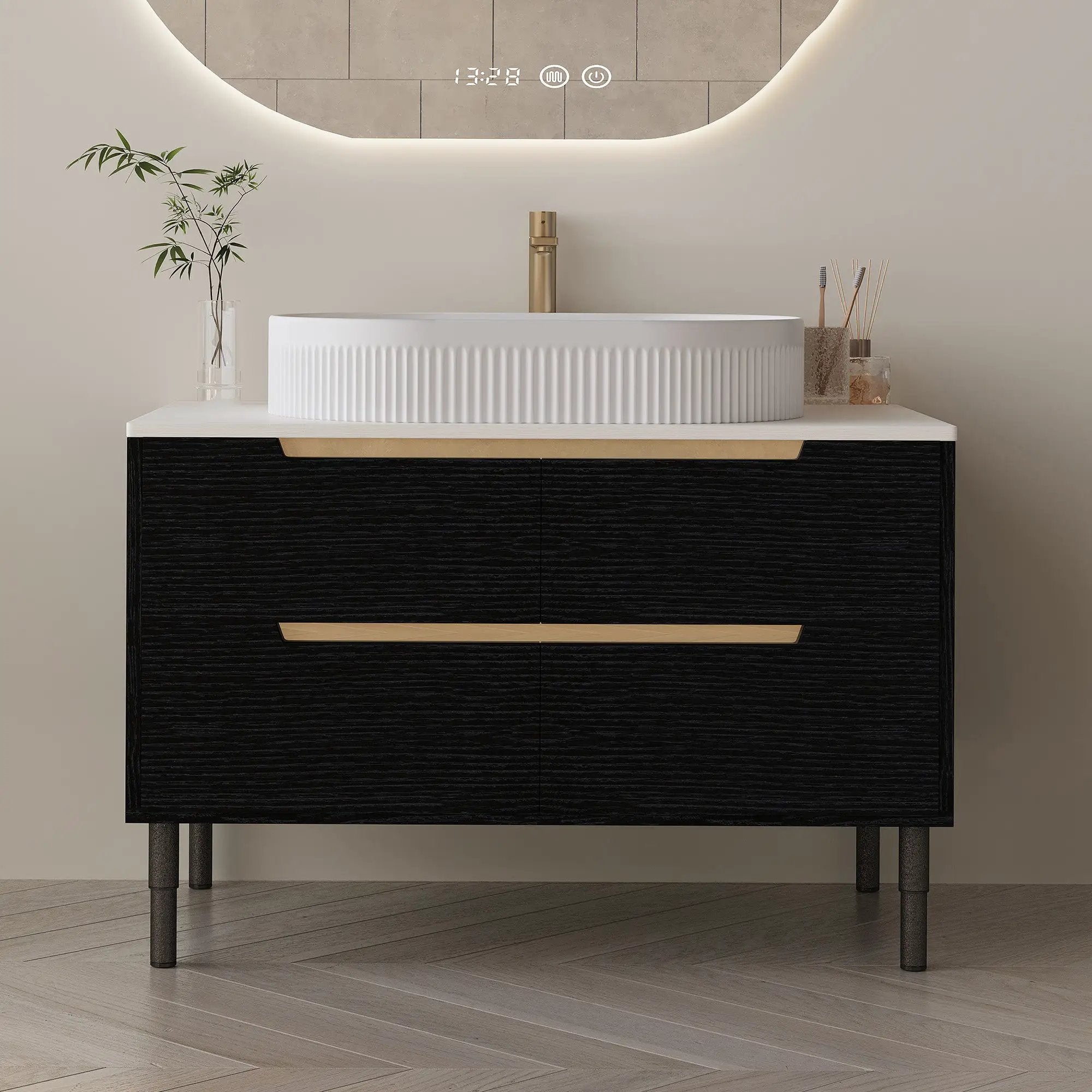 36 Inch Bathroom Vanity with Ceramic Integrated Sink & Soft-Close Drawers by HouseOfZazla