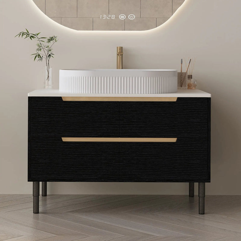 36 Inch Bathroom Vanity with Ceramic Integrated Sink & Soft-Close Drawers by HouseOfZazla