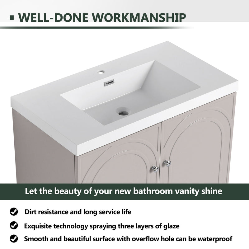 Contemporary Freestanding Bathroom Vanity With Resin Sink & Soft-Close Cabinet Doors by HouseOfZazla