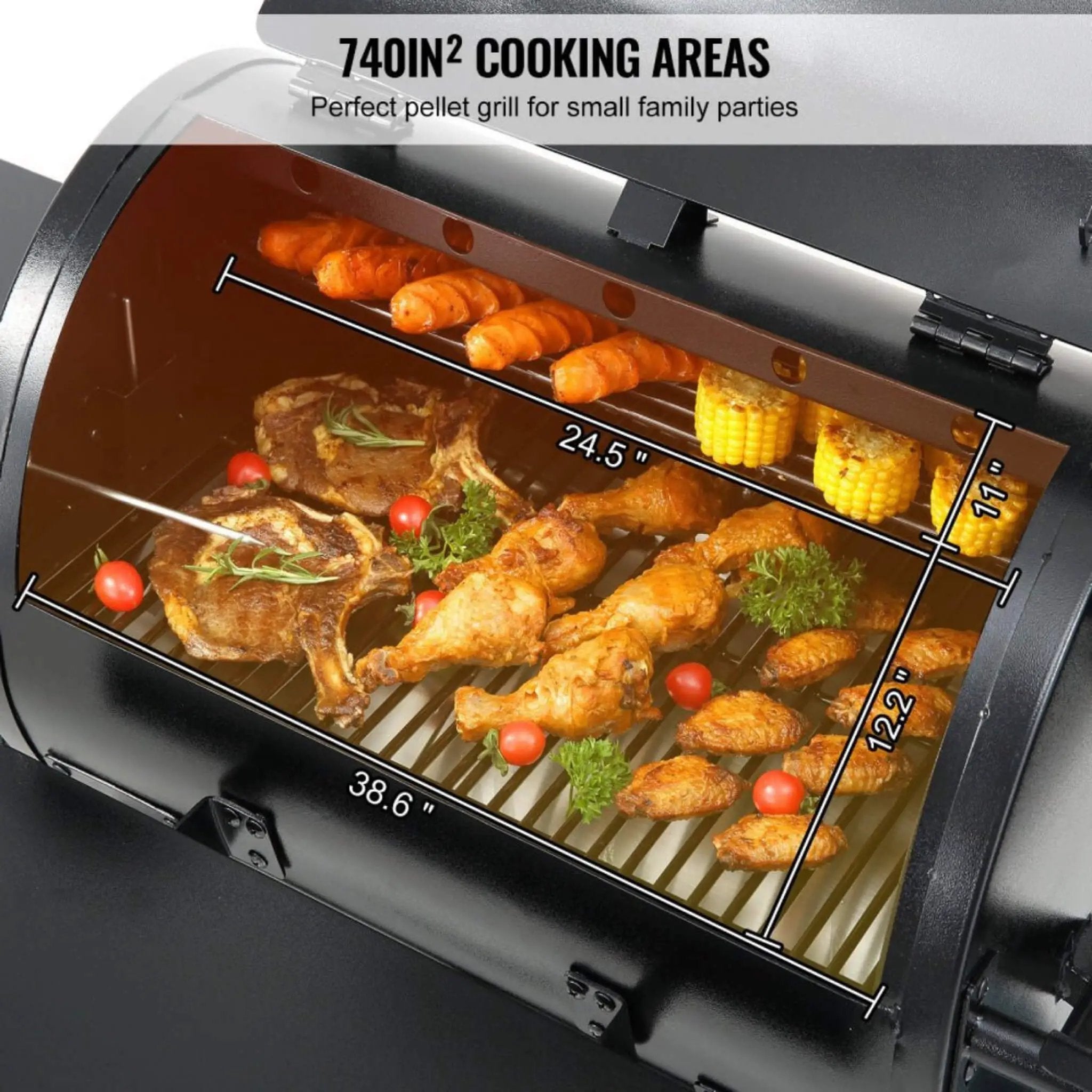 53-Inch Heavy-Duty Portable Wood Pellet BBQ Grill With Cart (SAK93641) by SAKSBY WHOLESALE