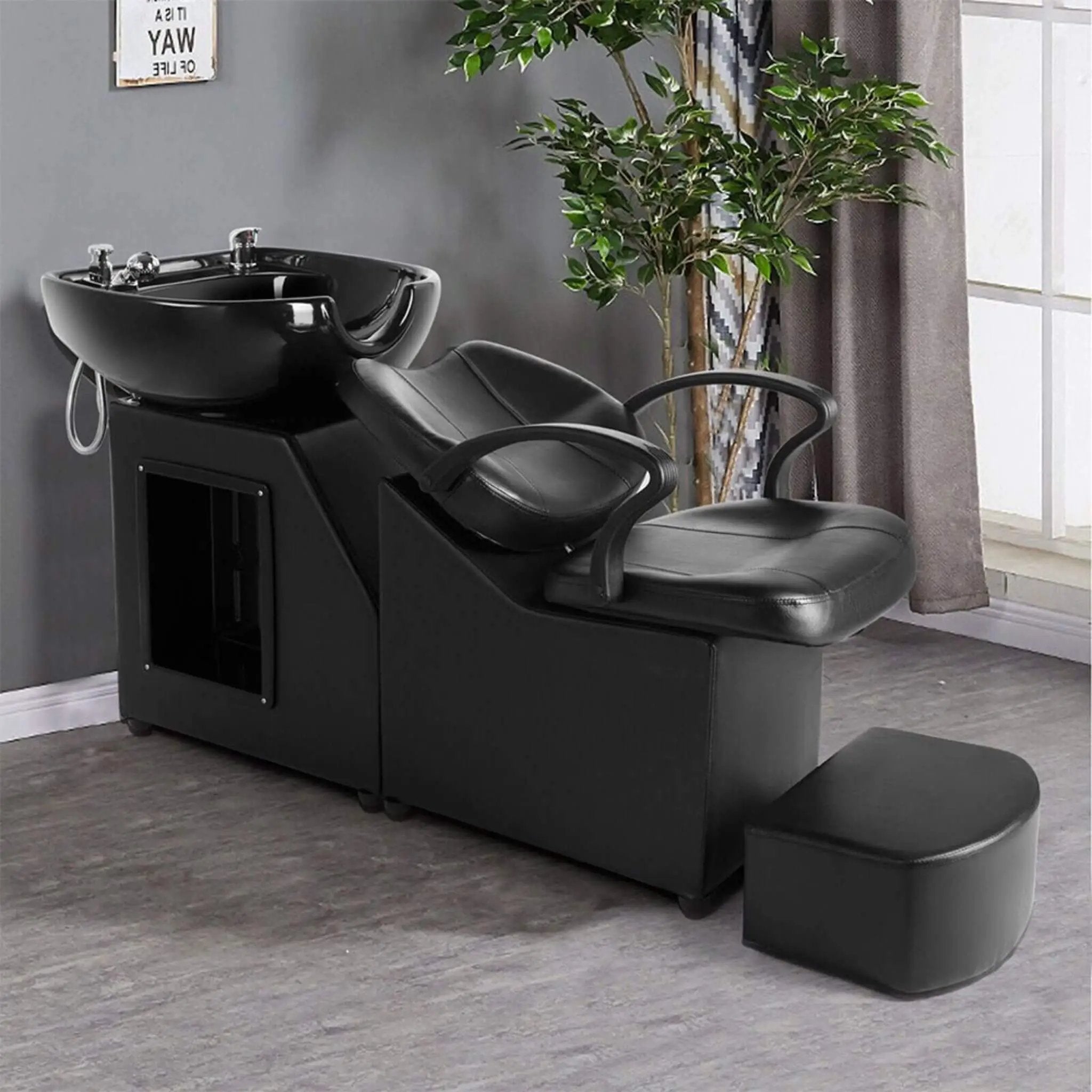 53-Inch Large Premium Salon Barber Backwash Shampoo Chair W/ Bowl, Sink & Footrest (SAK18745) by SAKSBY WHOLESALE