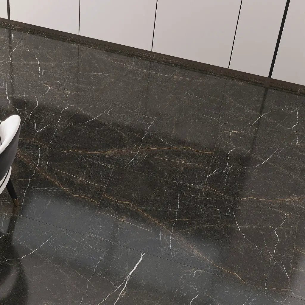 Sable Black 24x48 Polished Porcelain Large Format Tile (2 pack, 15.55 sq ft/case) by Apollo Tile