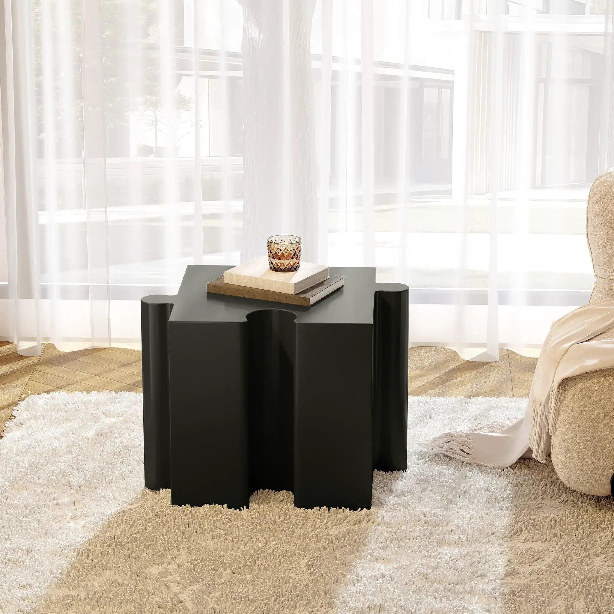 3-Piece Artistic Puzzle Table Set, Modular MGO Side Tables by HouseOfZazla