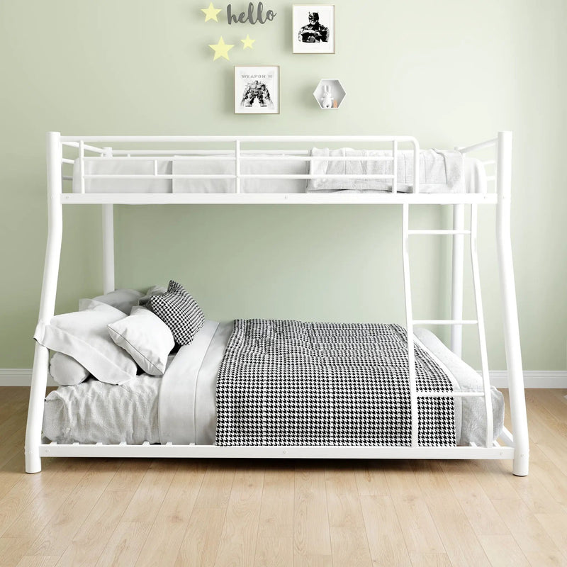 Bunk Bed Frame With Ladder And Guardrail, Heavy Duty Noise Free Design Metal Construction by HouseOfZazla
