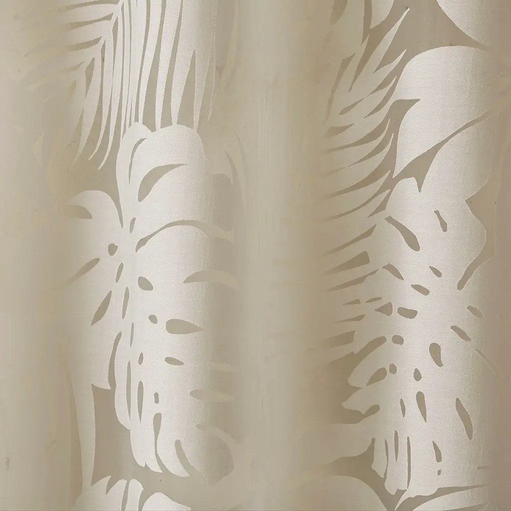 Palm Leaf Burnout Sheer Window Curtain 50x95 Natural by HouseOfZazla