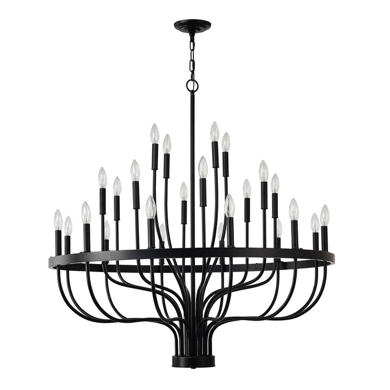 24 Light Chandelier Industrial Iron Candle Chandelier Modern Suspended Farmhouse Chandeliers Pendant Light Fixtures For Dining Room Bedroom Living Room Kitchen Island Foyer E12 Bulb (No Include) - Black by HouseOfZazla